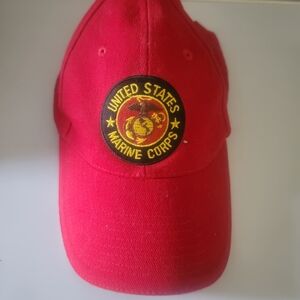 NEW MILITARY USMC MARINE CORPS RED GOLD CAP W/ EGA ADJUSTABLE 1 SIZE FITS ALL